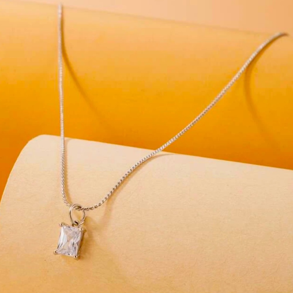 Cubic Zirconia Square Necklace